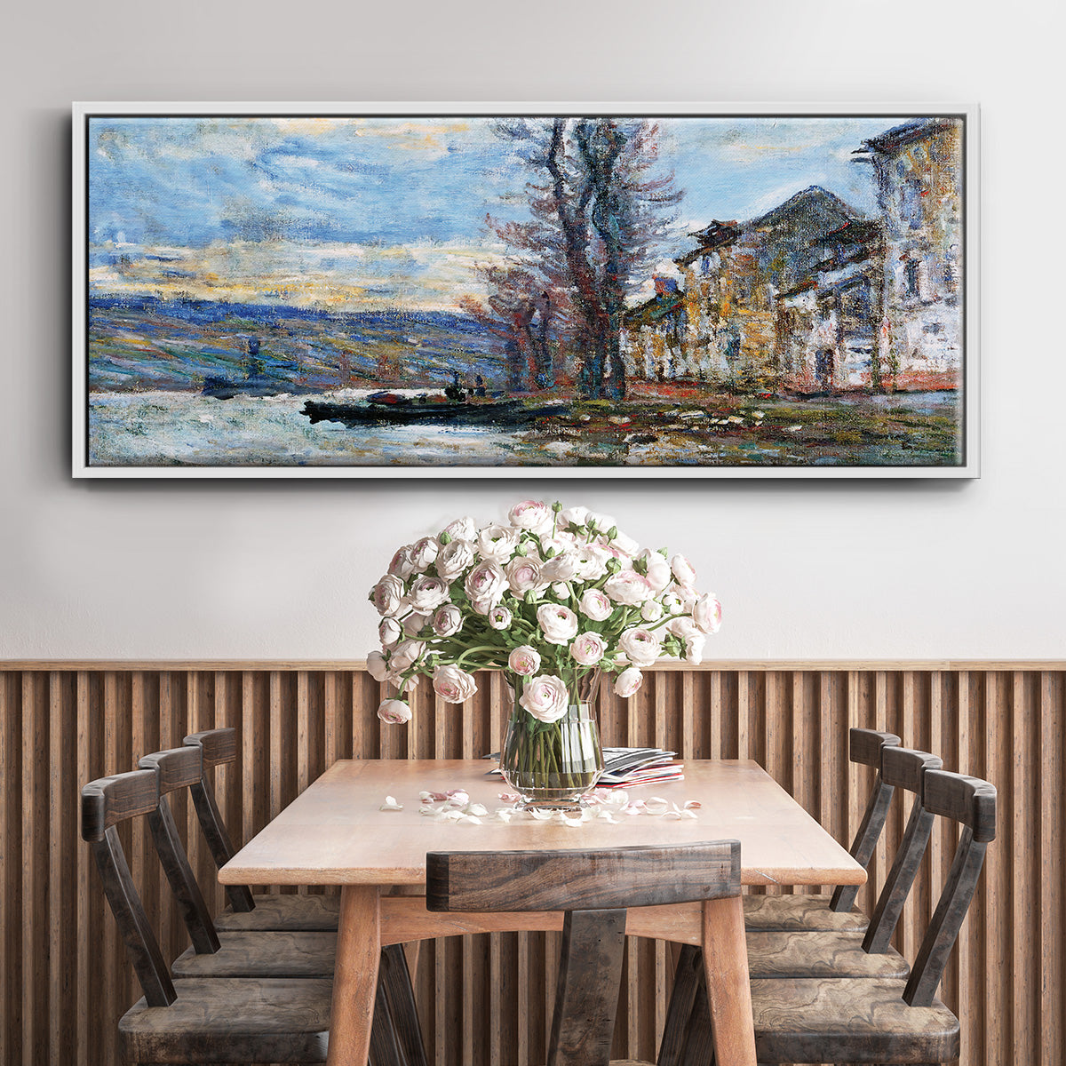 The Seine at Lavacourt, Winter, 1879 - Floater Framed Canvas Print