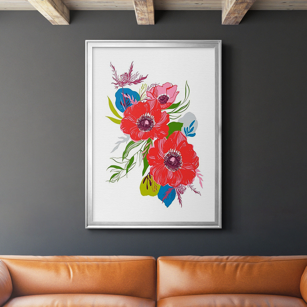 Brilliant Poppies II - Modern Framed Canvas Print