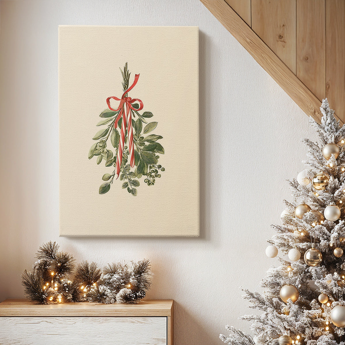 Tinsel-Gold Village Lane - Canvas Art Print