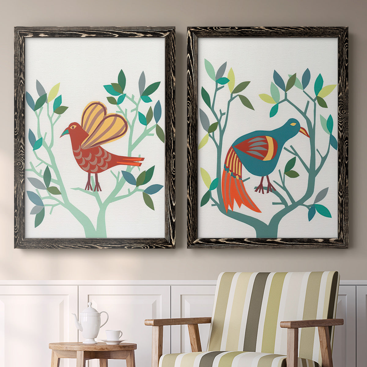 Whitty Bird I - Premium Framed Canvas 2 Piece Set - Ready to Hang