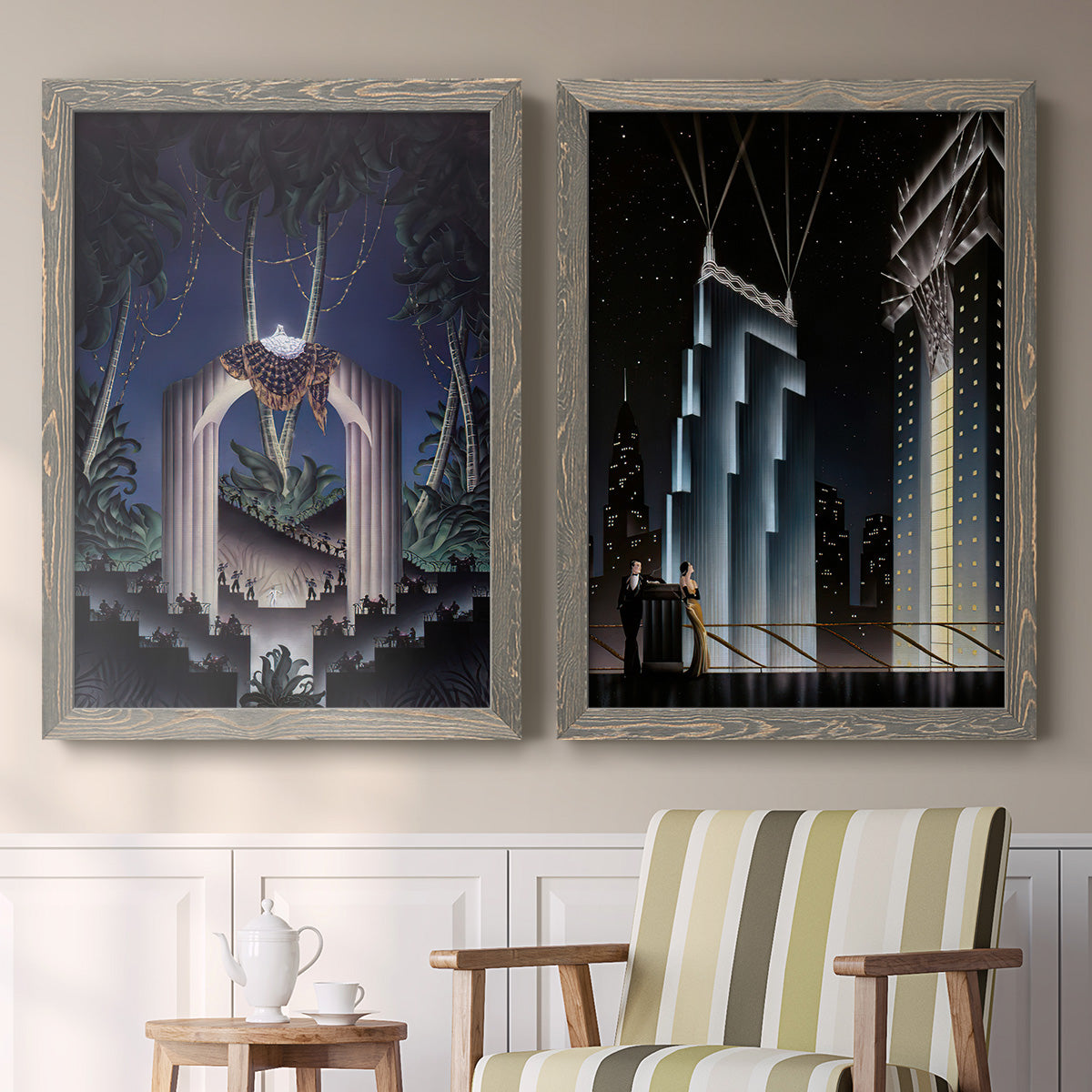 Deco Paradise - Premium Framed Canvas 2 Piece Set - Ready to Hang