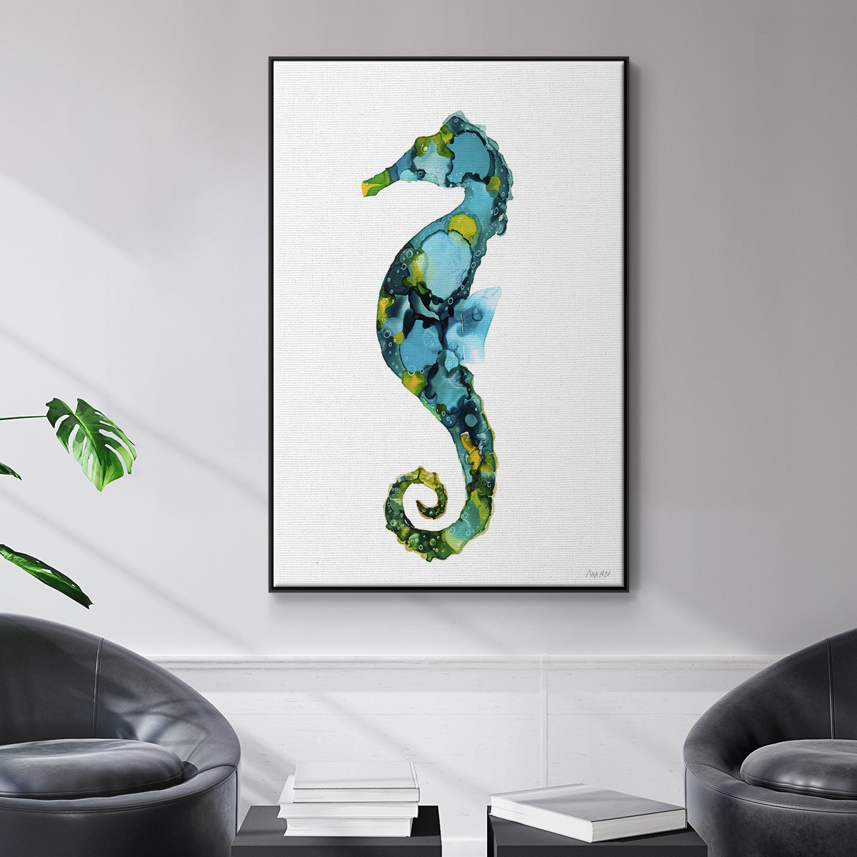 Seahorse Framed Premium Gallery Wrapped Canvas - Ready to Hang