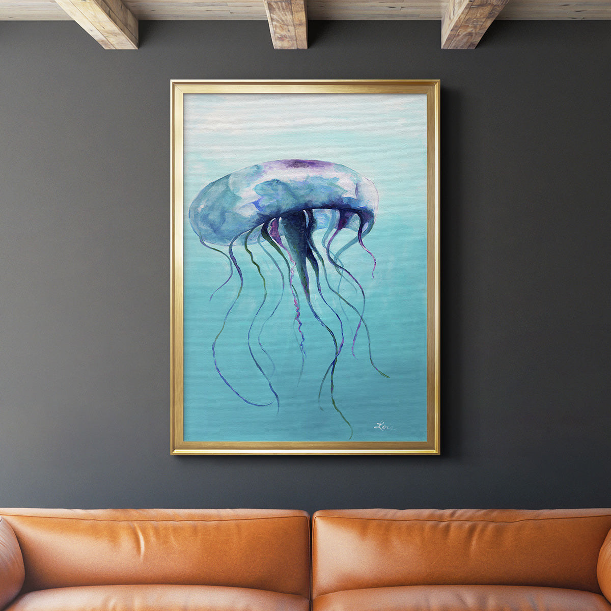 Jelly Fish - Modern Framed Canvas Print