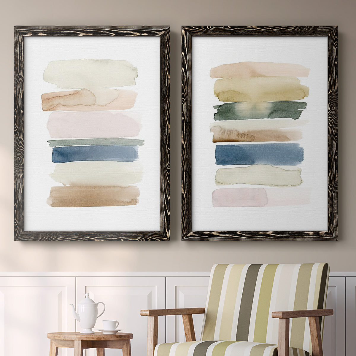 Faint Swatches I - Premium Framed Canvas 2 Piece Set - Ready to Hang