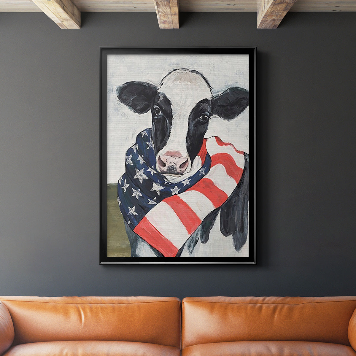 American Cow I - Modern Framed Canvas Print