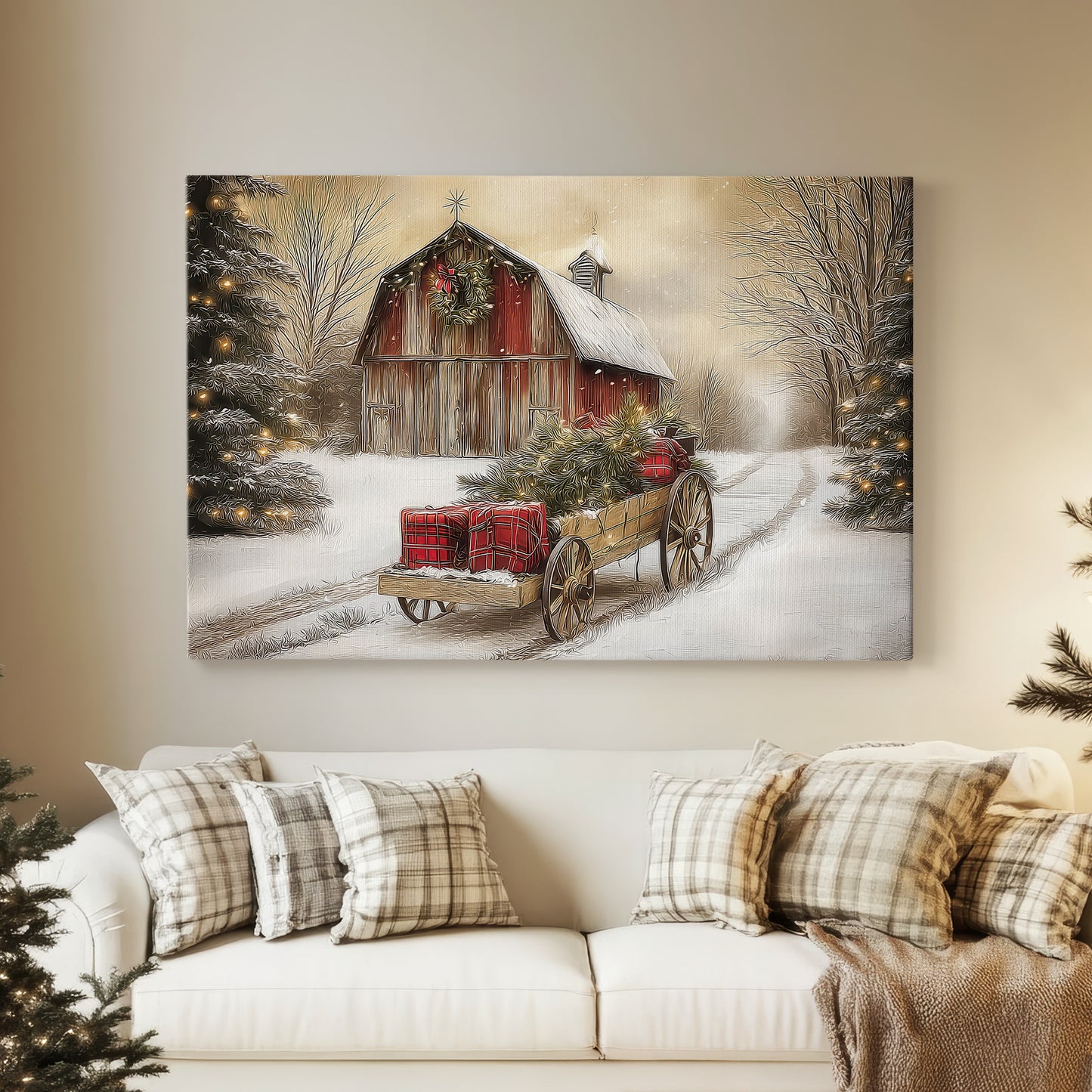 Village of Warm Lantern Promise - Canvas Art Print
