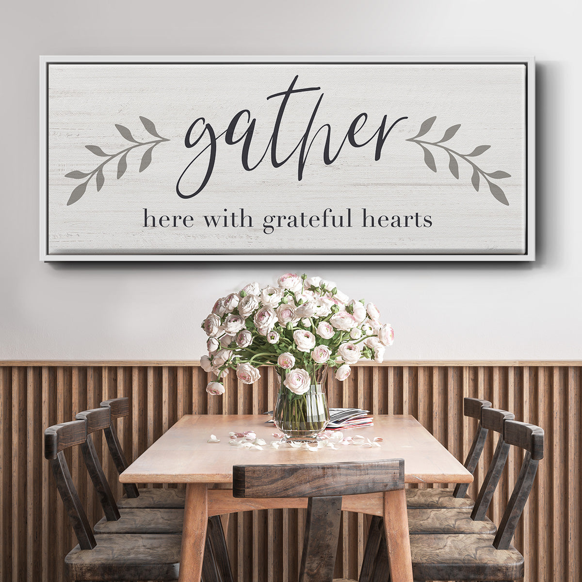Grateful Hearts Botanical - Floater Framed Canvas Print