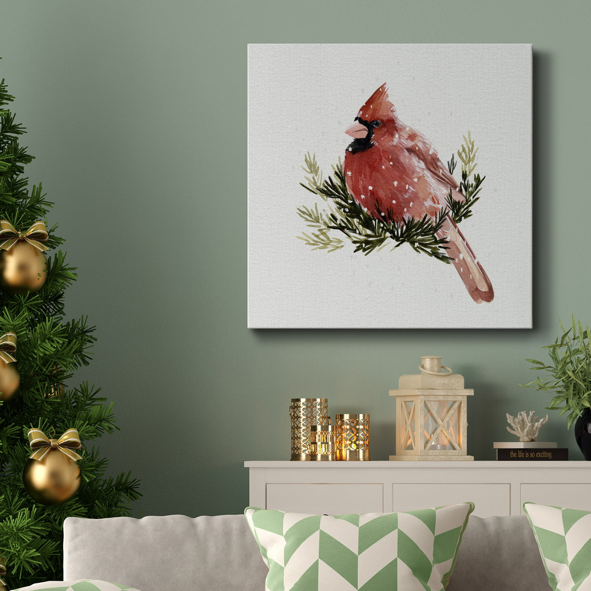 Cardinal with Snow II-Premium Gallery Wrapped Canvas - Ready to Hang