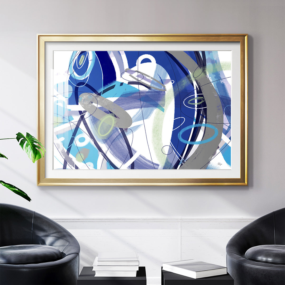 Blue Flow - Modern Framed Art Print