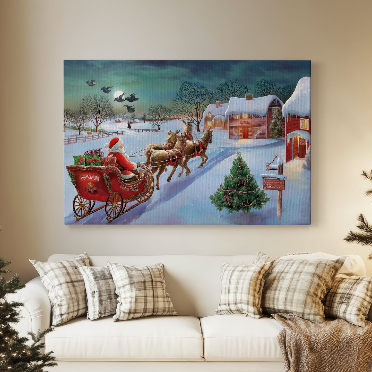 Soft Linen Promise of Wreath - Canvas Art Print