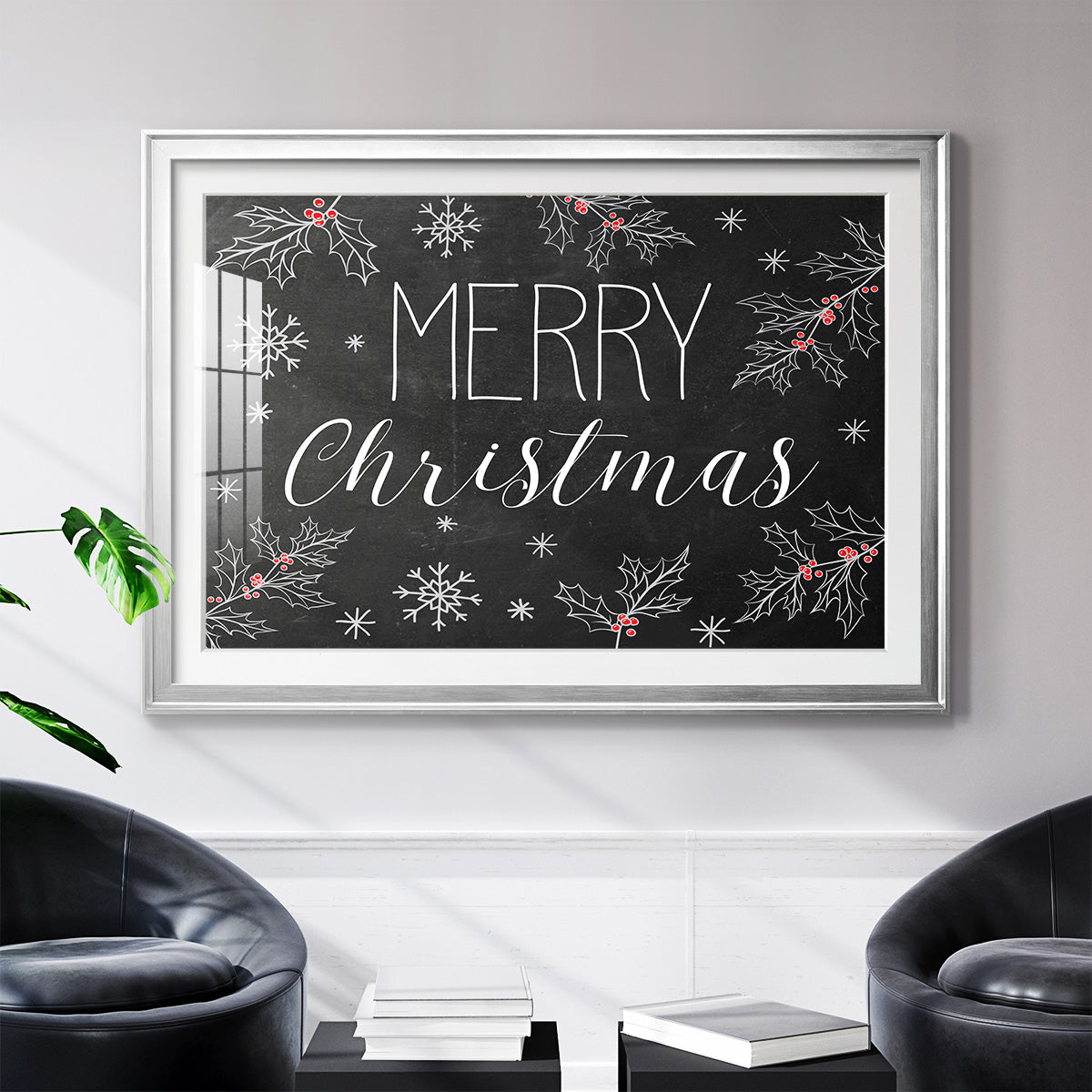 Merry Christmas Chalkboard - Modern Framed Art Print