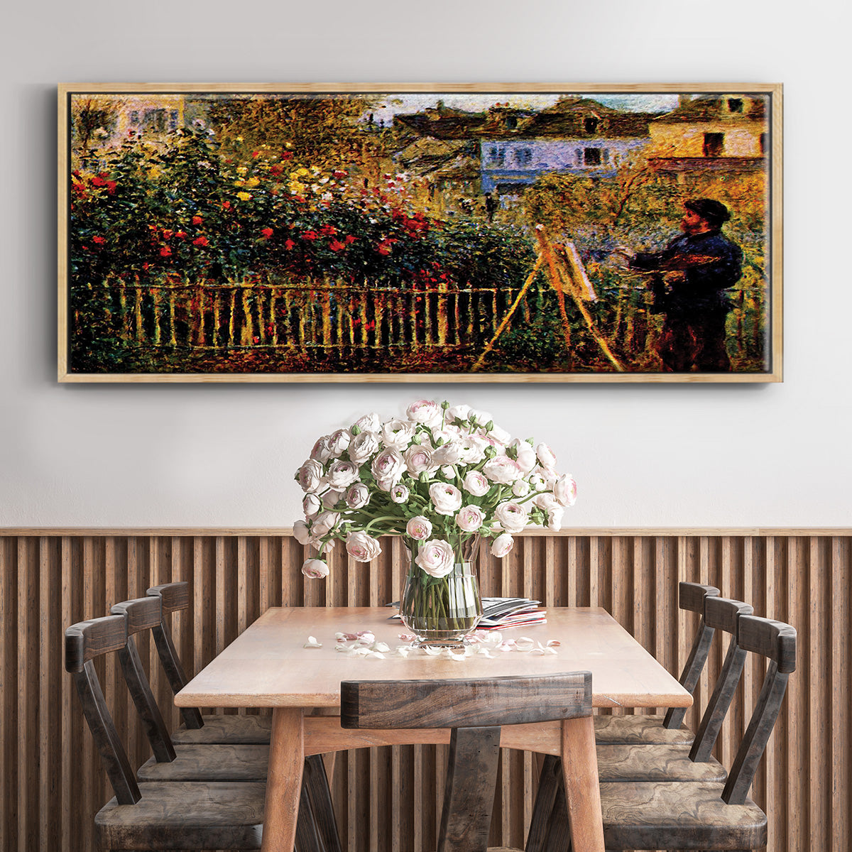 Monet Painting in His Garden in Argenteuil - Floater Framed Canvas Print