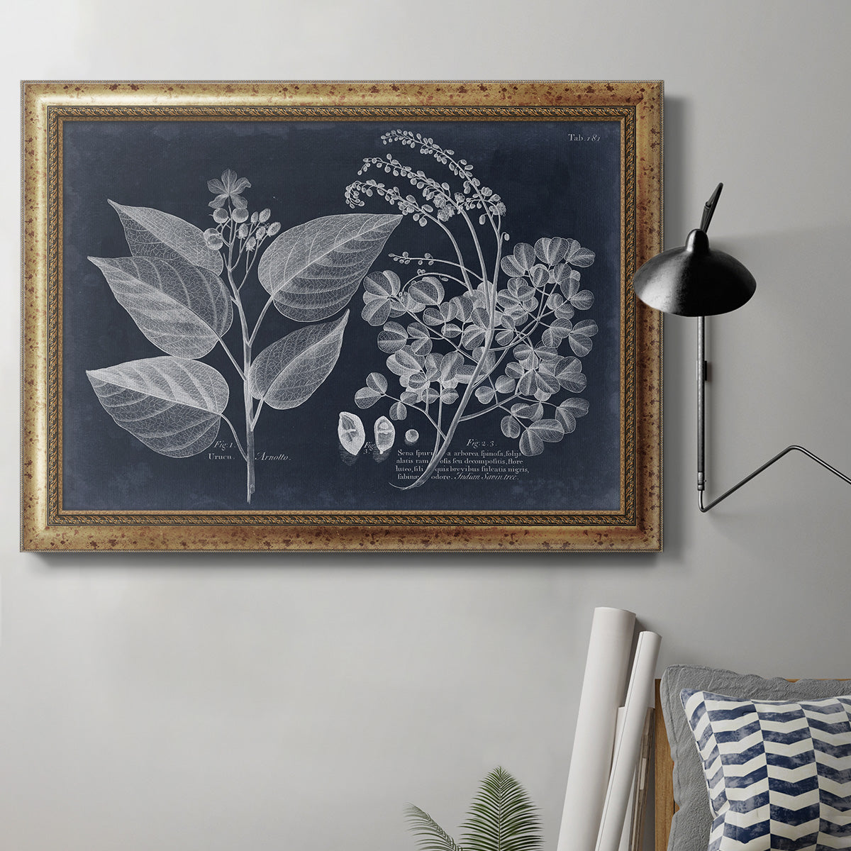 Foliage on Navy III Premium Framed Canvas- Ready to Hang