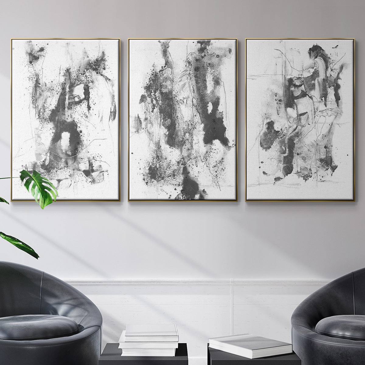 Graphite Abstract I - Floater Framed Canvas Set
