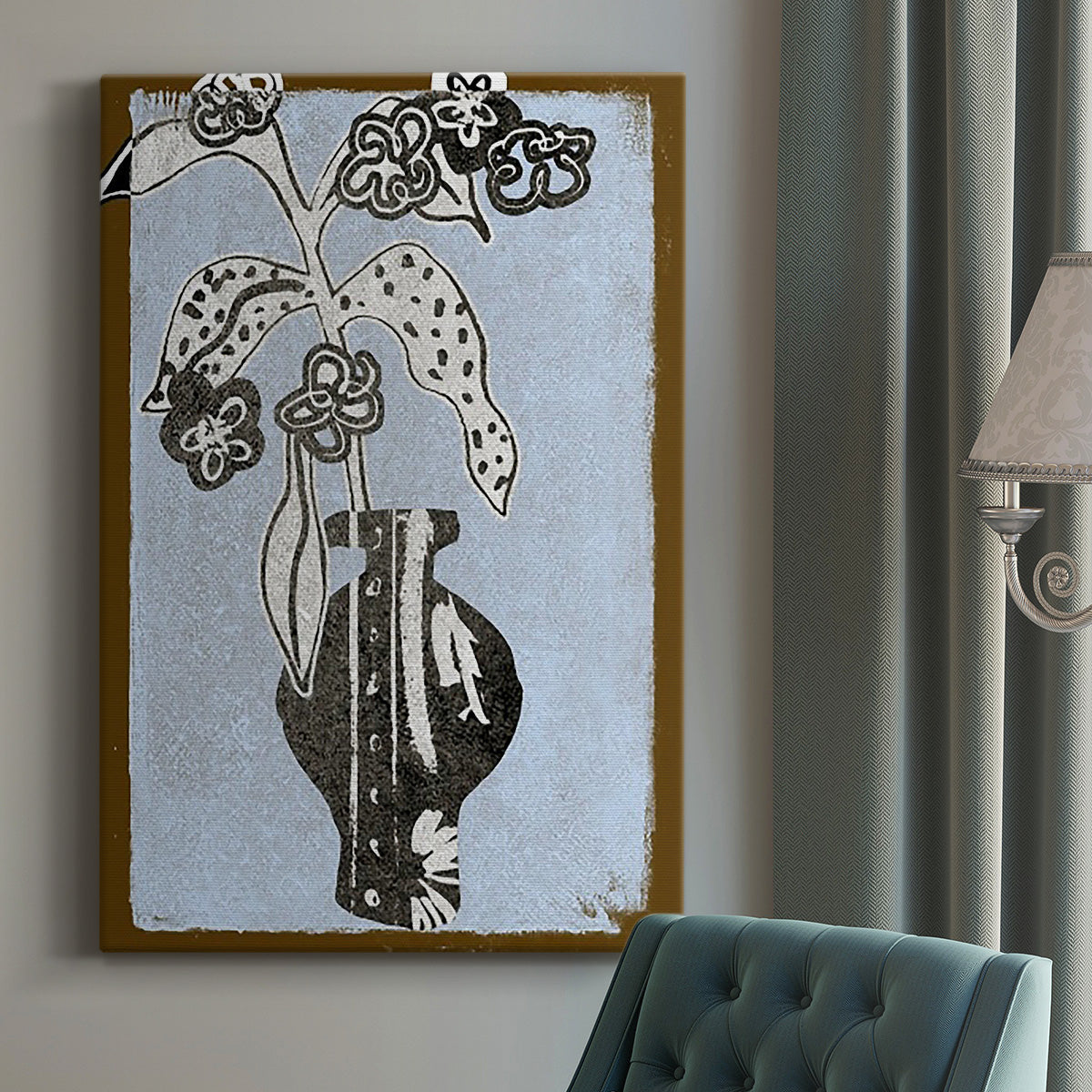 Graphic Flowers in Vase II Premium Gallery Wrapped Canvas - Ready to Hang