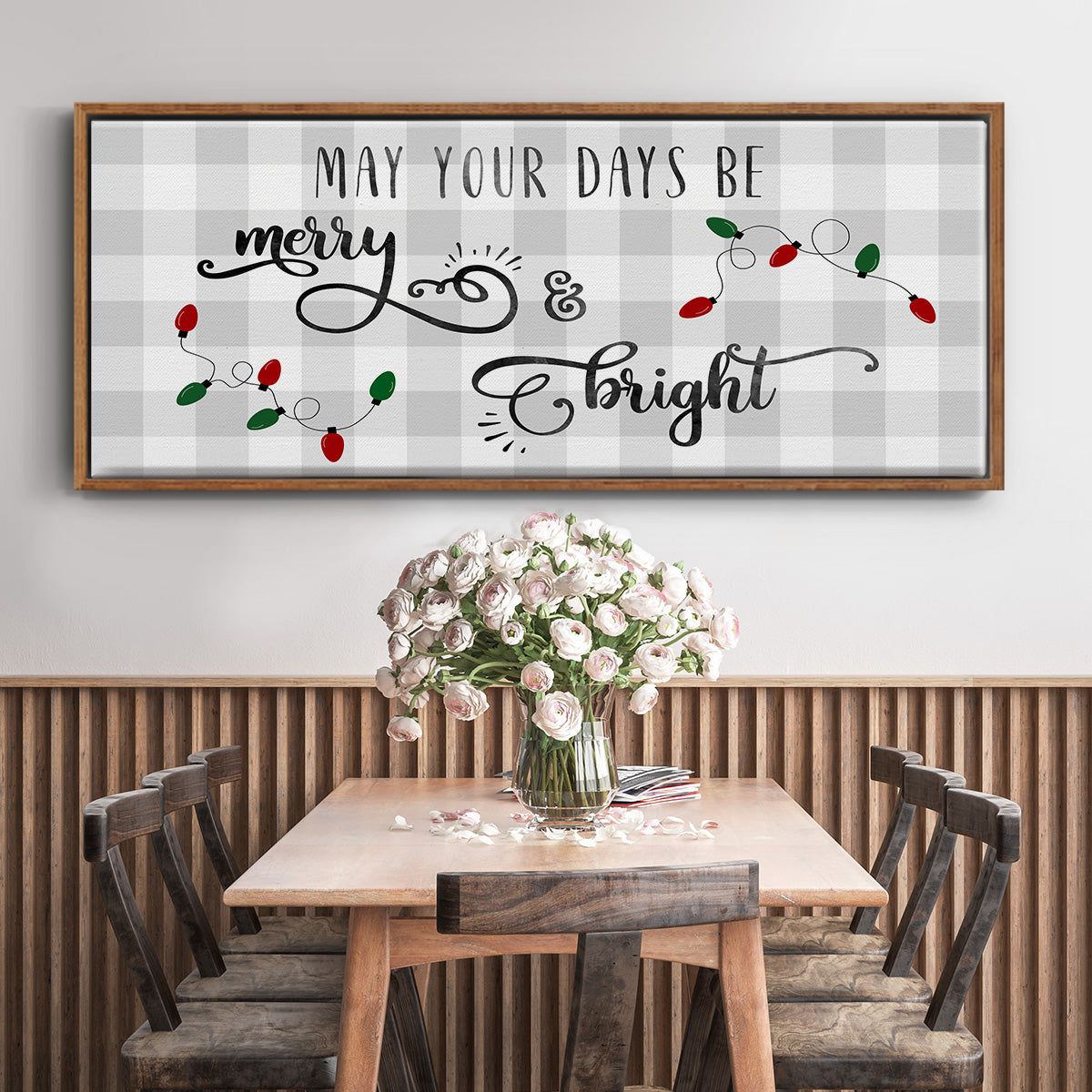 Buffalo Check Merry - Floater Framed Canvas Print