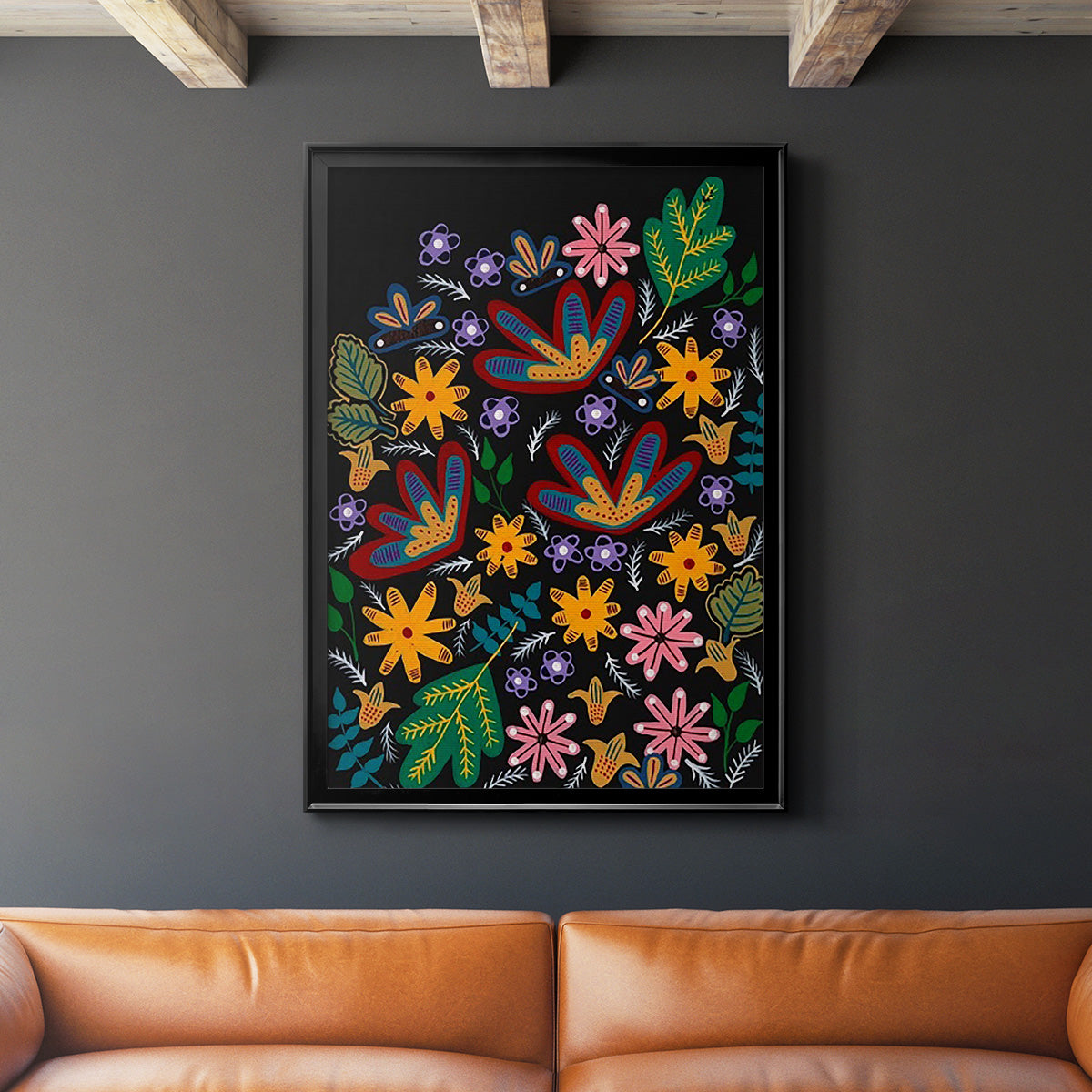 Muddled Flowers I - Modern Framed Canvas Print