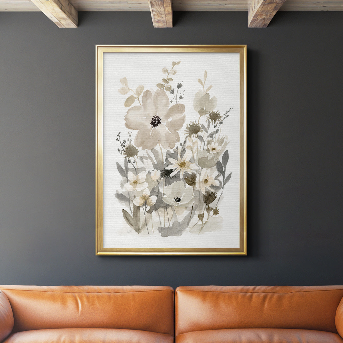 Neutral Nature I - Modern Framed Canvas Print