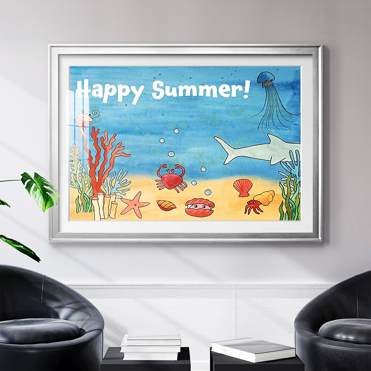 Cute Sea Creatures I - Modern Framed Art Print