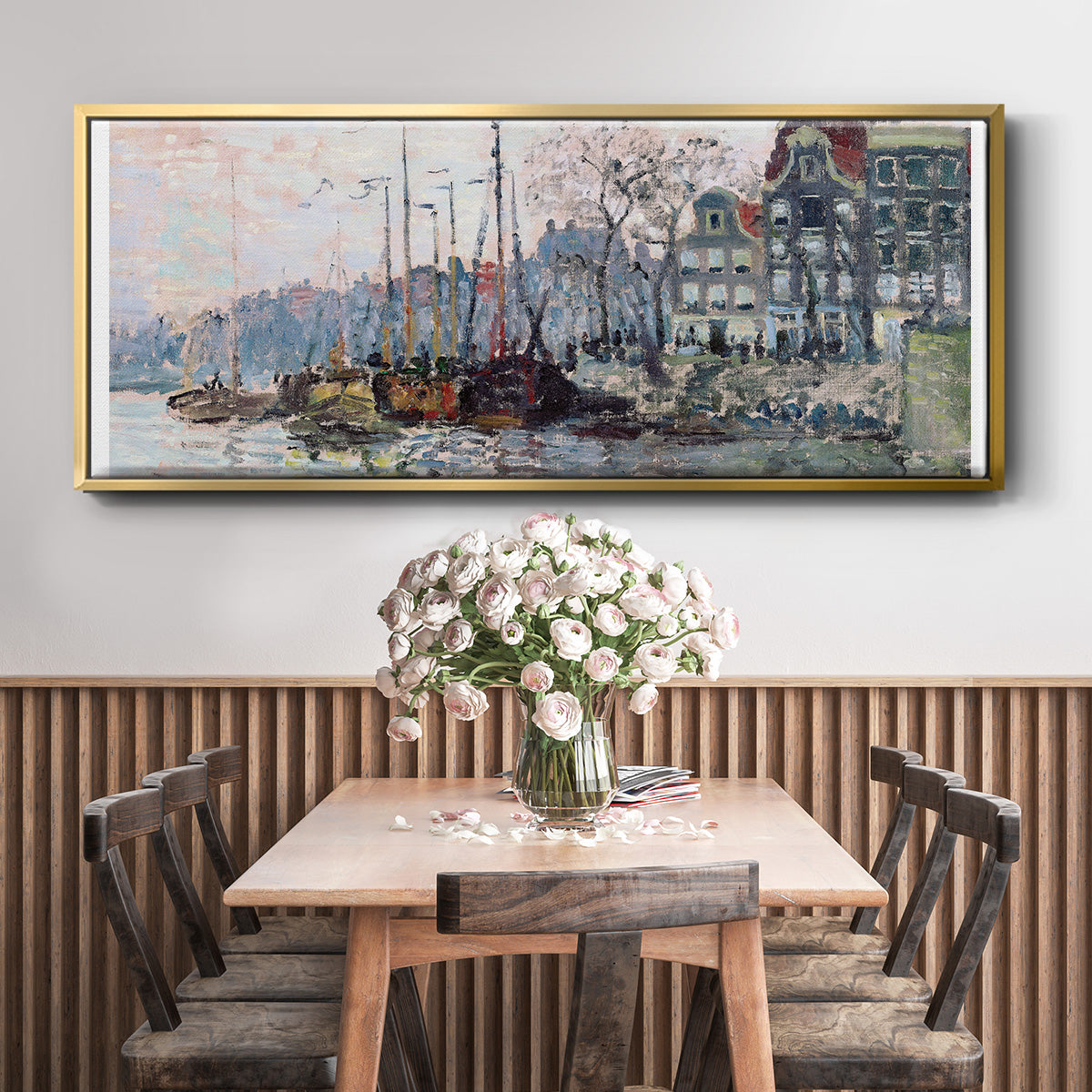 View of the Kromme Waal in Amsterdam - Floater Framed Canvas Print
