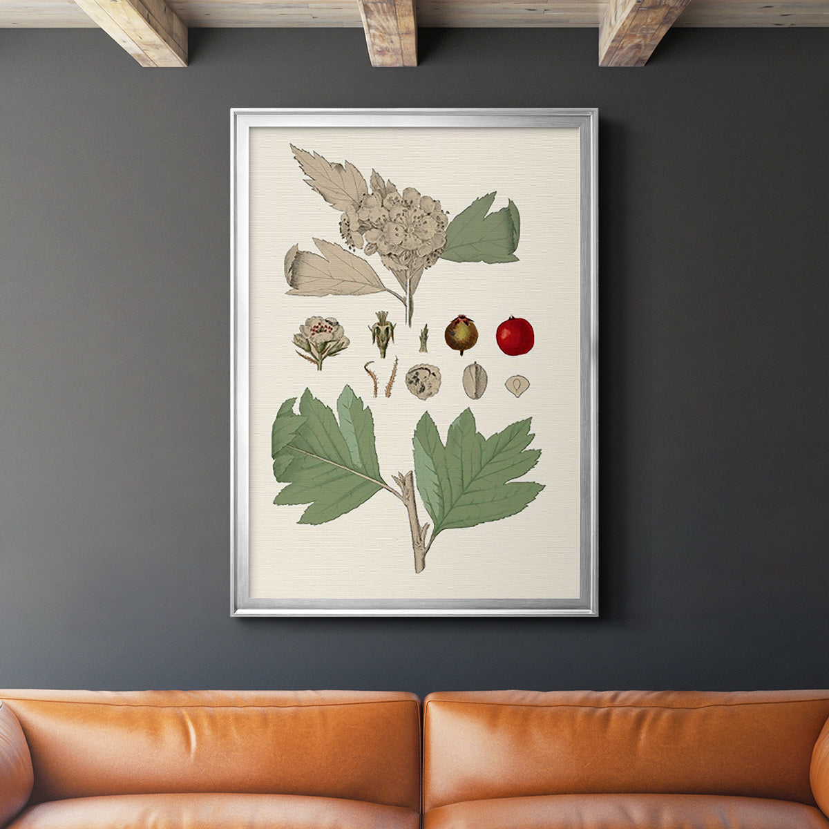 Leaves & Berries IV - Modern Framed Canvas Print