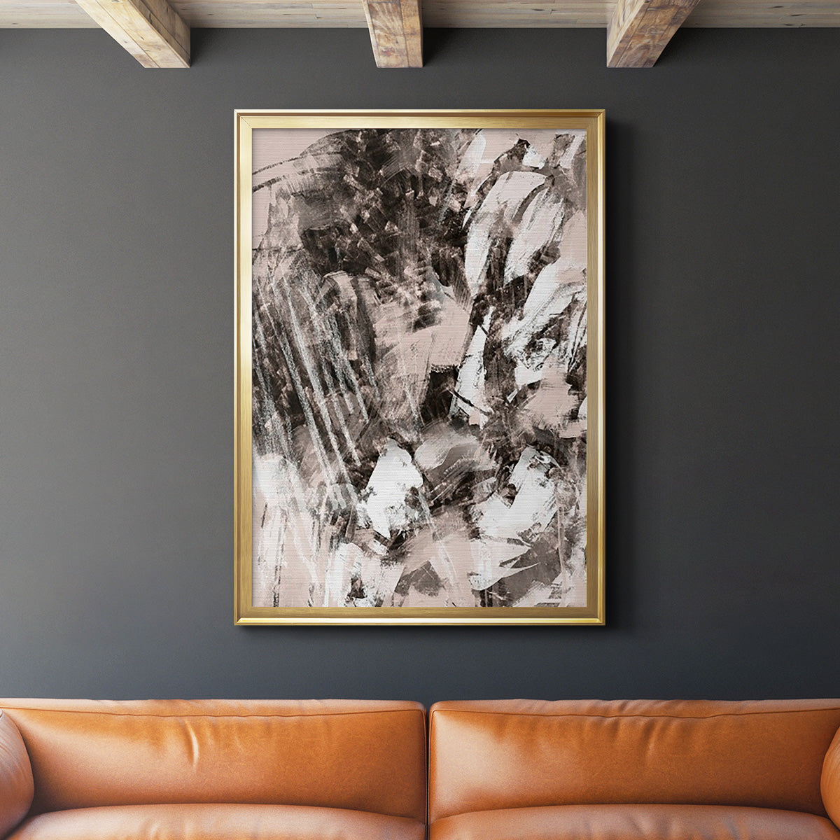 Blush Blackboard I - Modern Framed Canvas Print