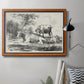 Classical pastoral landscape artwork by Nicolas Berchem in an ornate vintage burl wood frame displayed in a neutral interior setting.