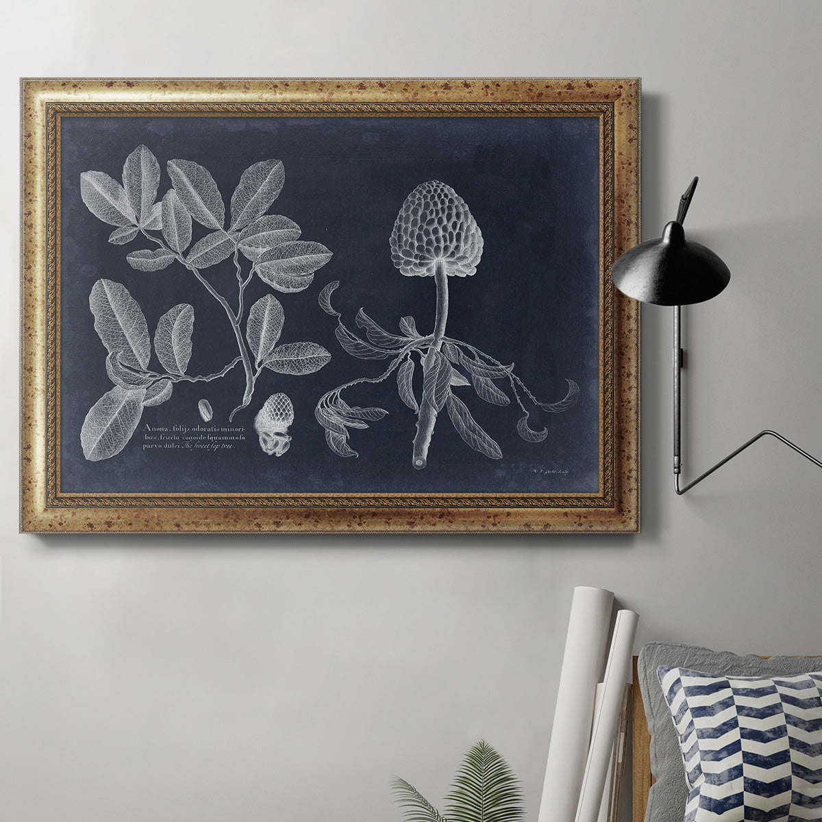 Foliage on Navy II Premium Framed Canvas- Ready to Hang