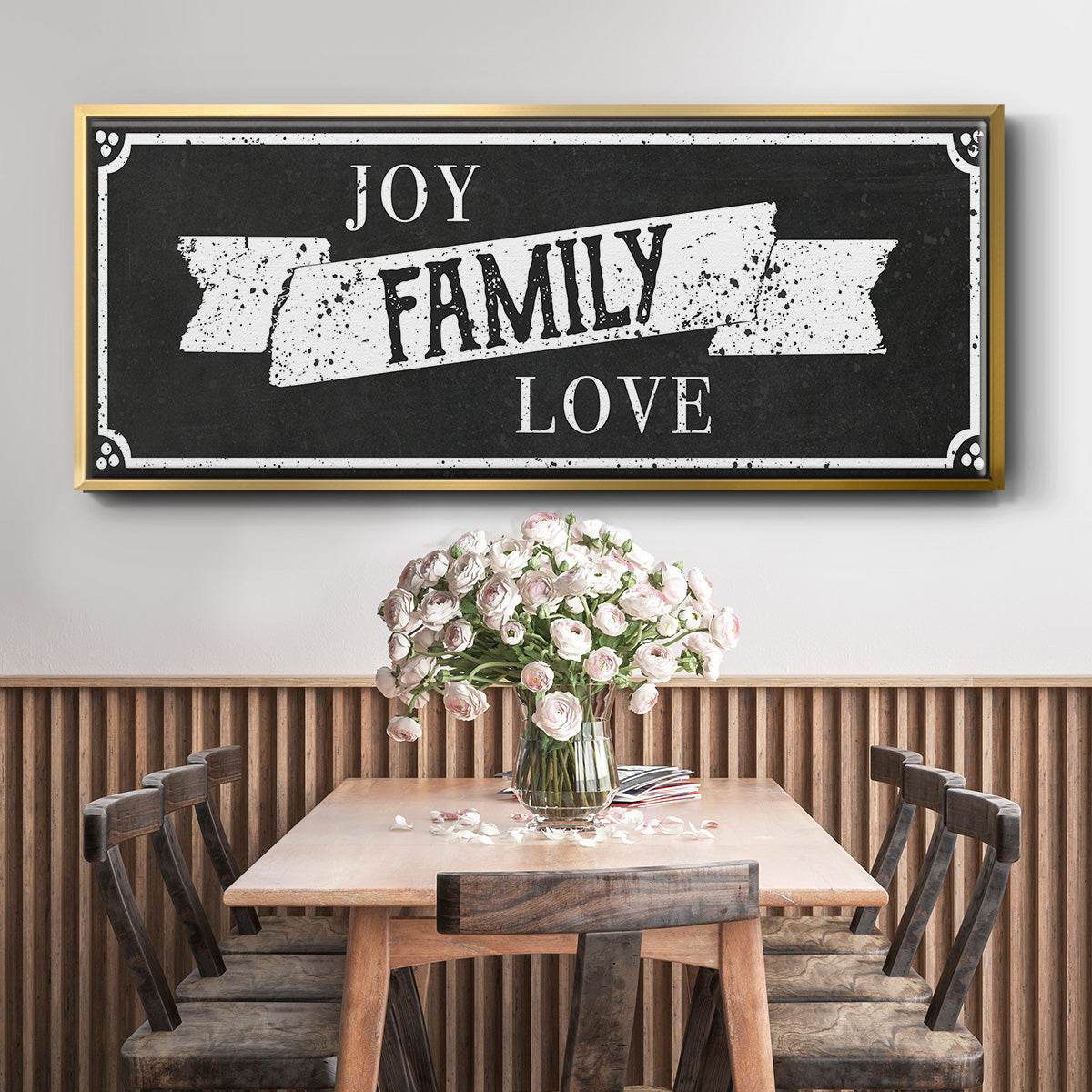 Joy Family Love - Floater Framed Canvas Print