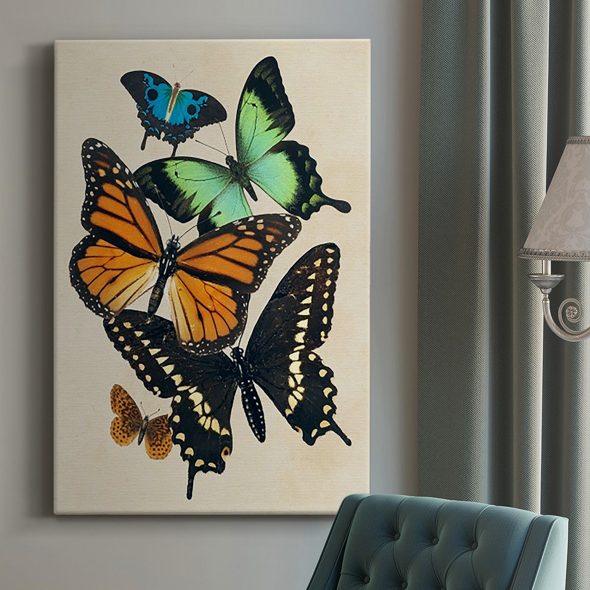 Collaged Butterflies I Premium Gallery Wrapped Canvas - Ready to Hang