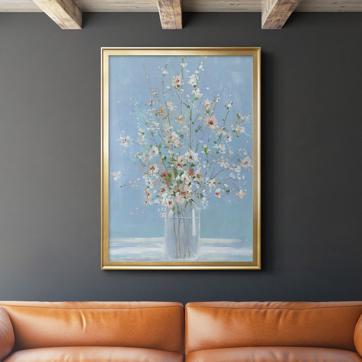 Cherry Blossom Arrangement - Modern Framed Canvas Print