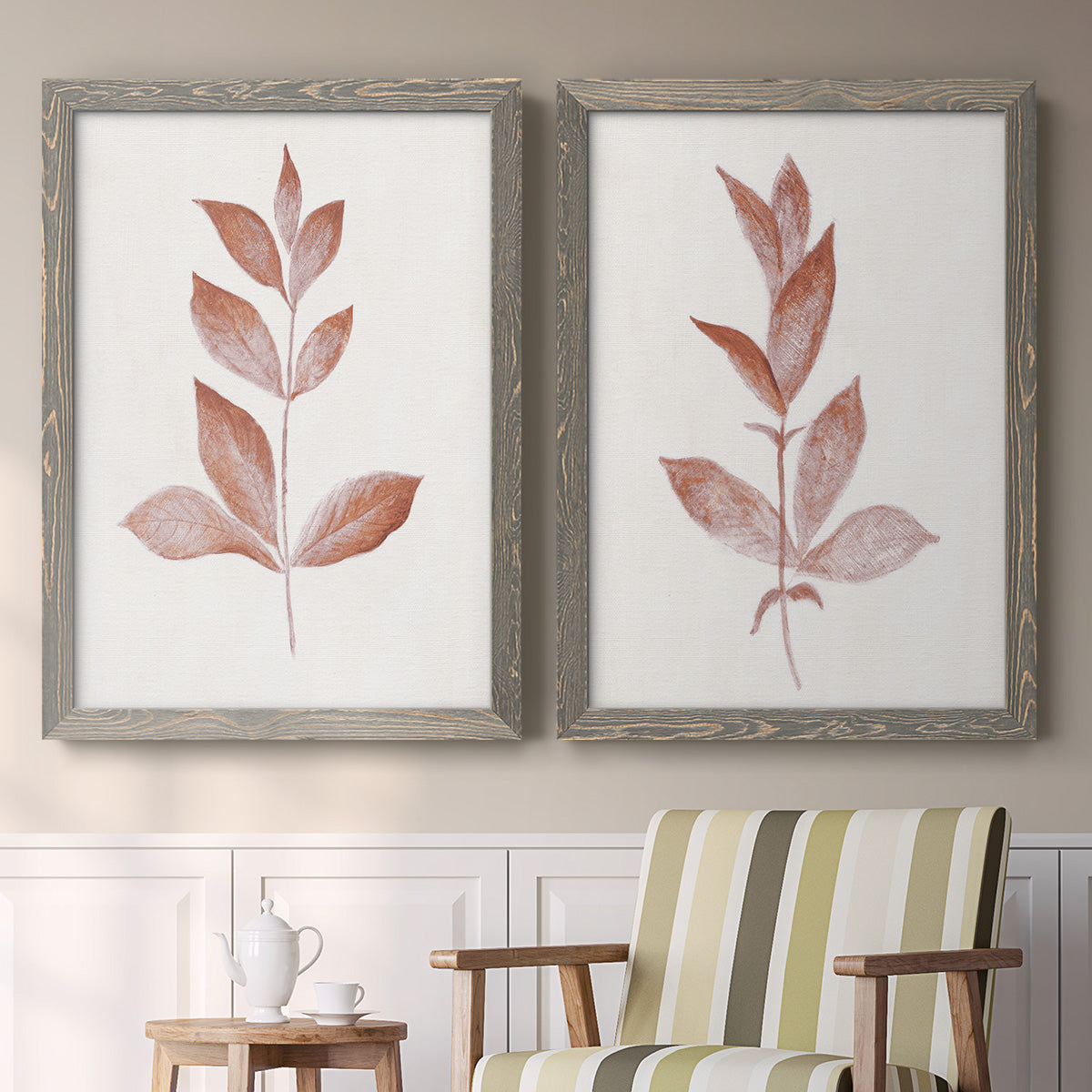 Red Leaf I - Premium Framed Canvas 2 Piece Set - Ready to Hang