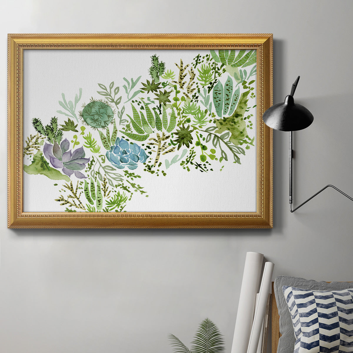 Succulent Field I Premium Framed Canvas- Ready to Hang