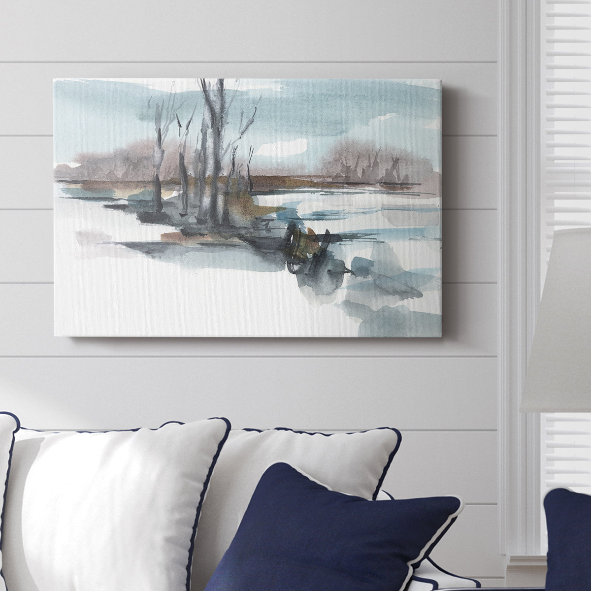 Winter Stream Watercolor II - Canvas Art Print
