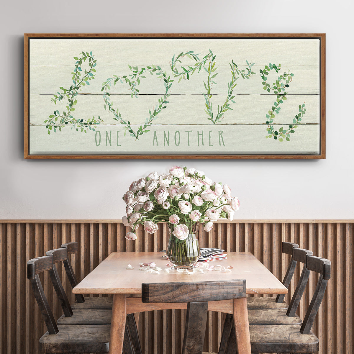 Shiplap Vines Love - Floater Framed Canvas Print