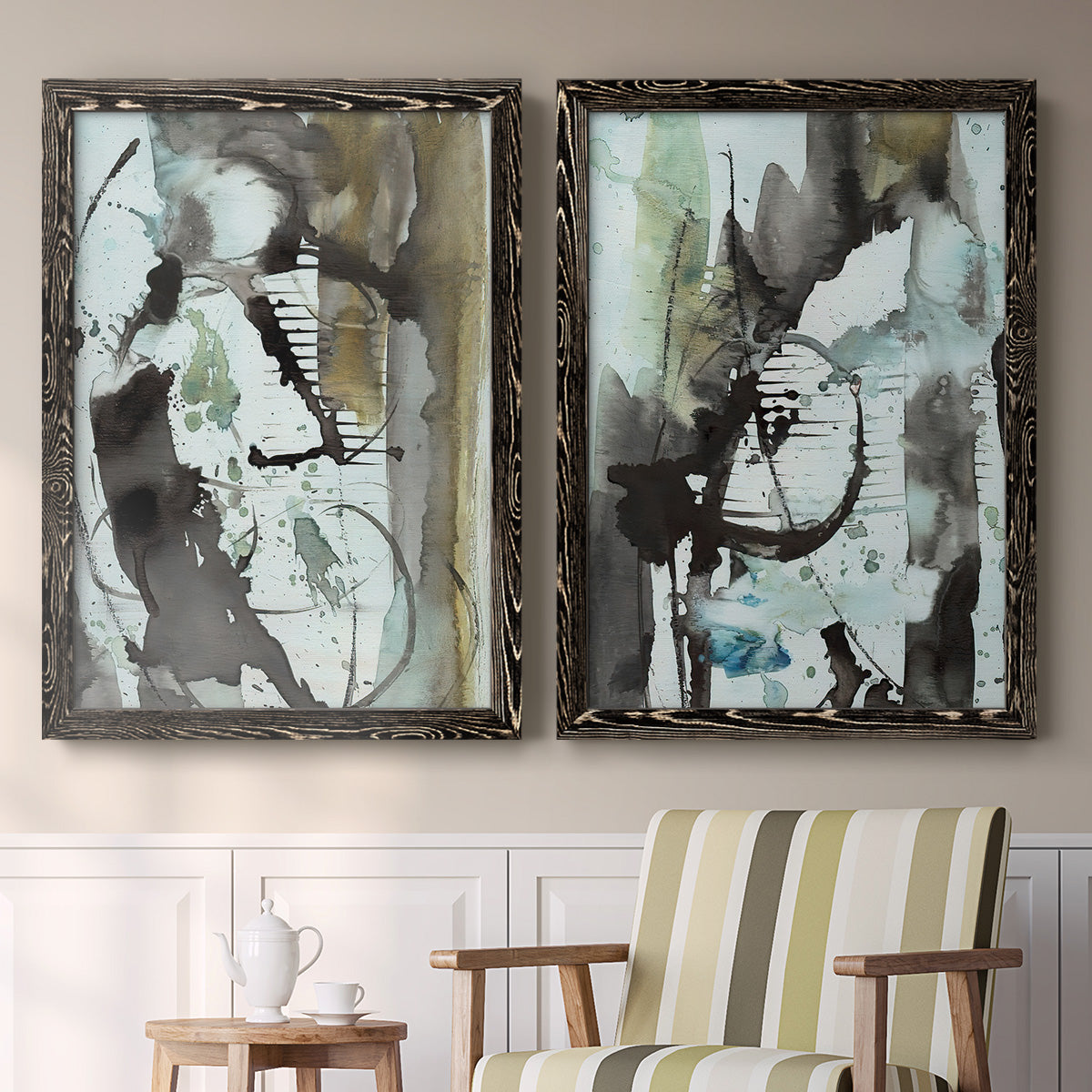 Lyrical Abstract I - Premium Framed Canvas 2 Piece Set - Ready to Hang