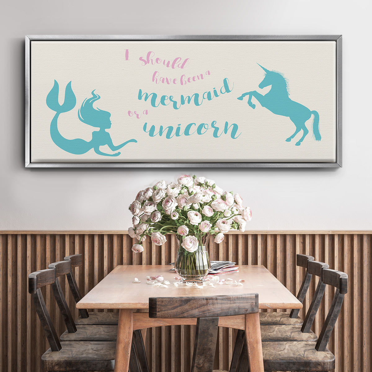 Mermaid Unicorn - Floater Framed Canvas Print