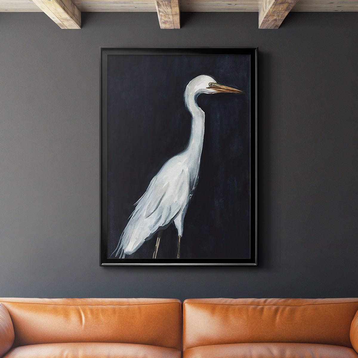 Calm Great Egret II - Modern Framed Canvas Print