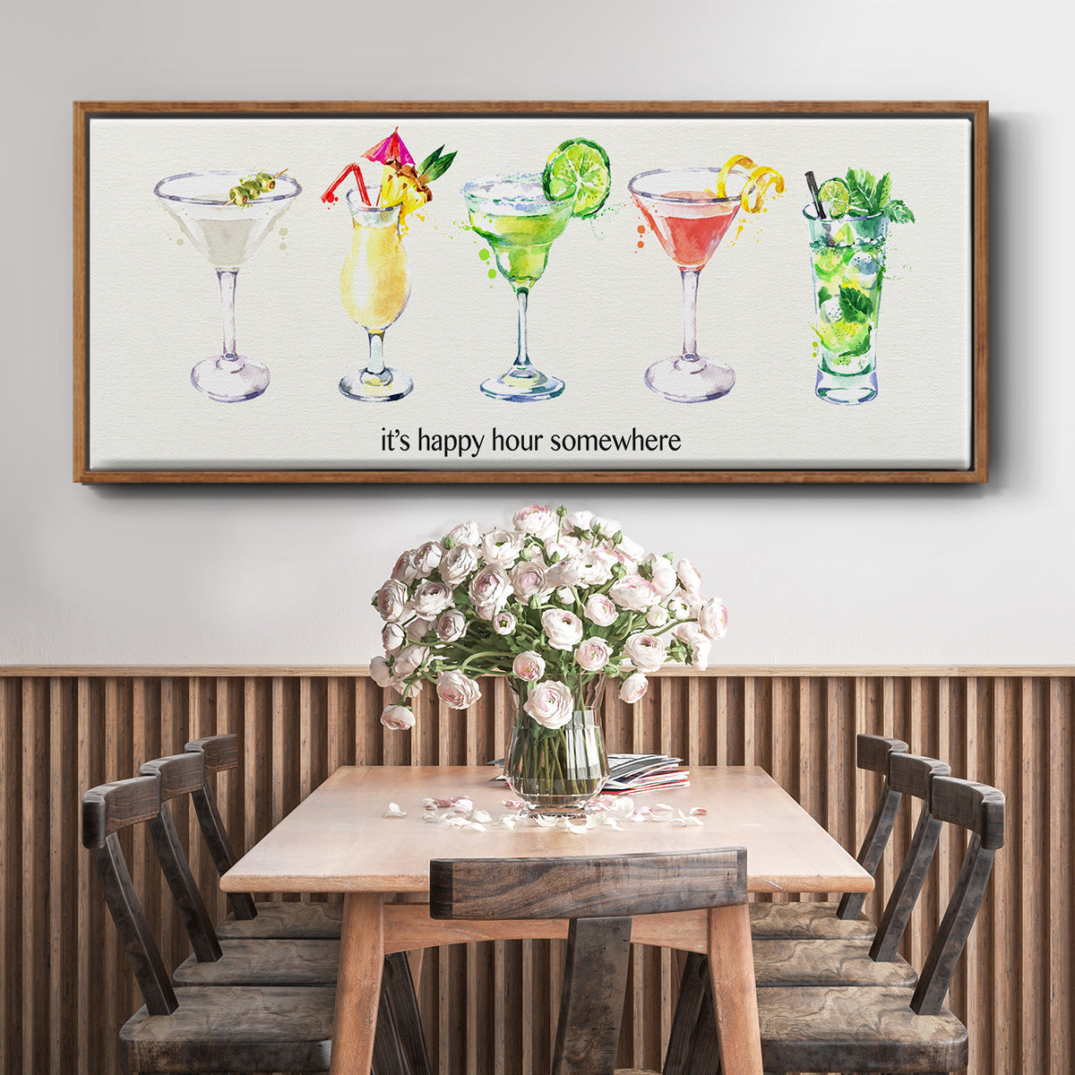 Happy Hour Cocktails - Floater Framed Canvas Print