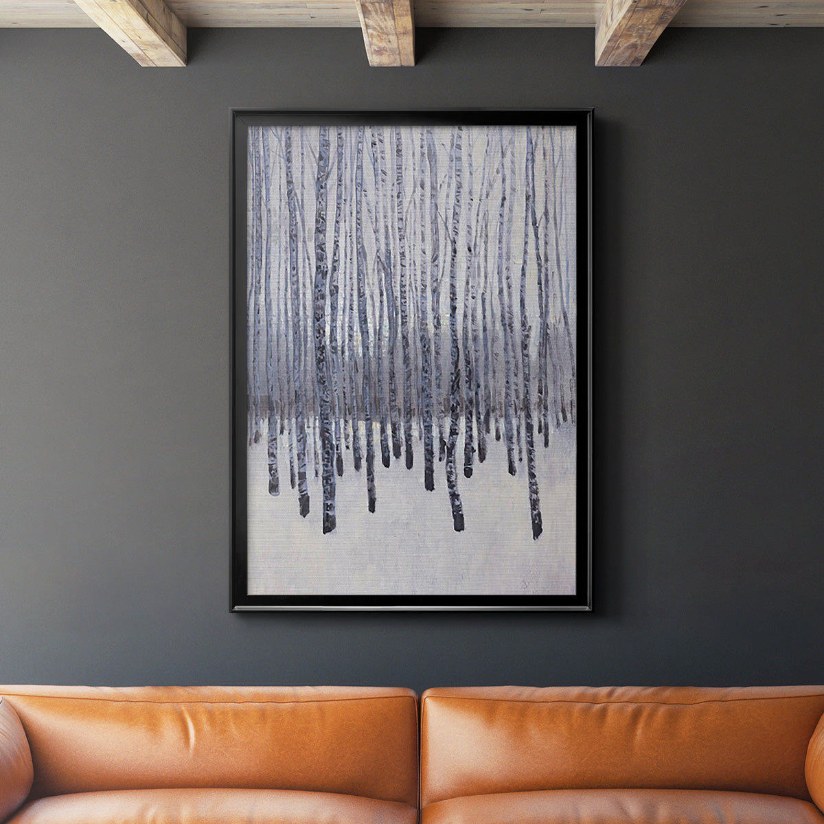 Bare Trees in Winter II - Modern Framed Canvas Print