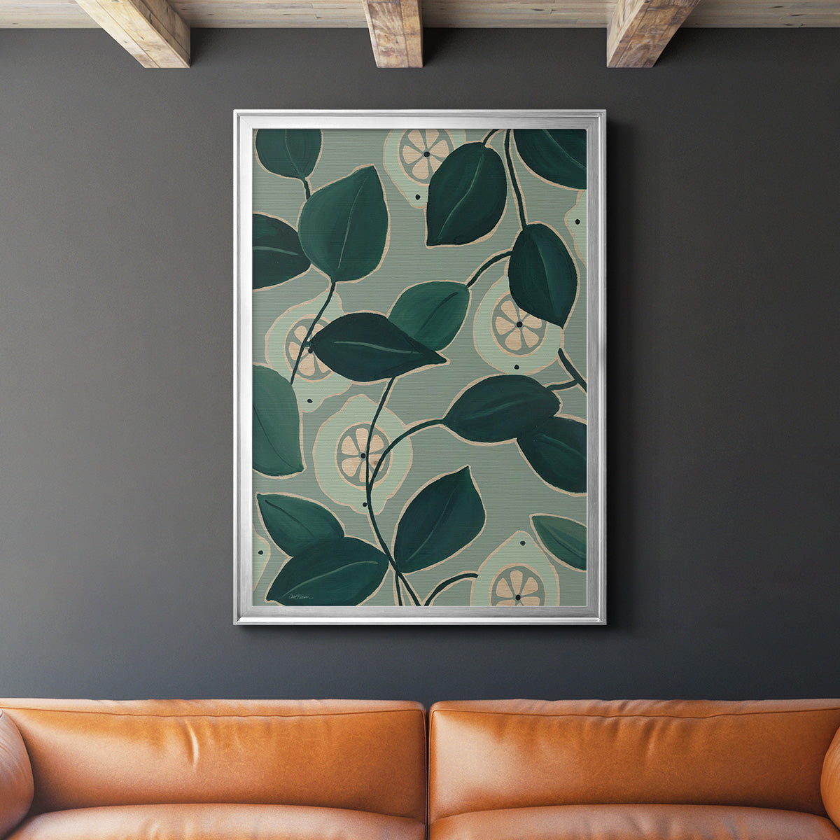 Monochrome Limes - Modern Framed Canvas Print