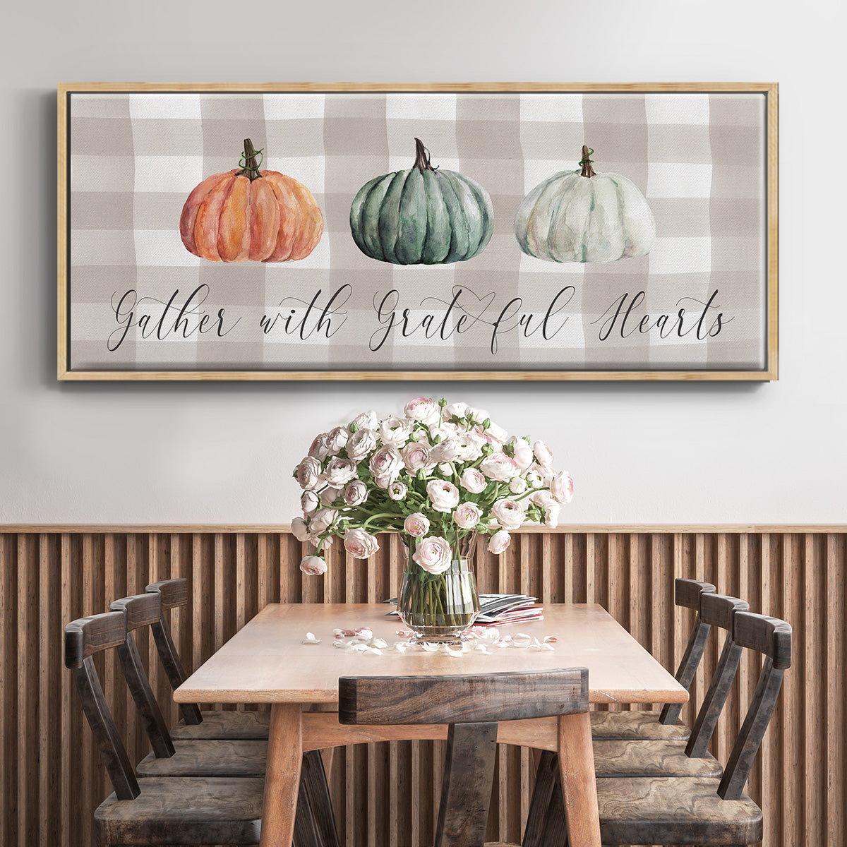 Gather With Grateful Hearts - Floater Framed Canvas Print