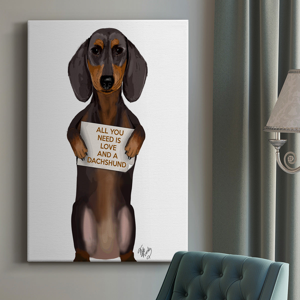 Love and Dachshund Premium Gallery Wrapped Canvas - Ready to Hang