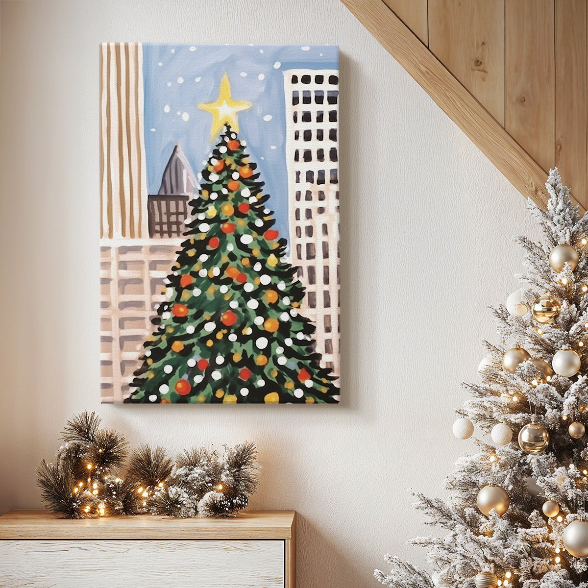 Pearled Midwinter Garland - Canvas Art Print