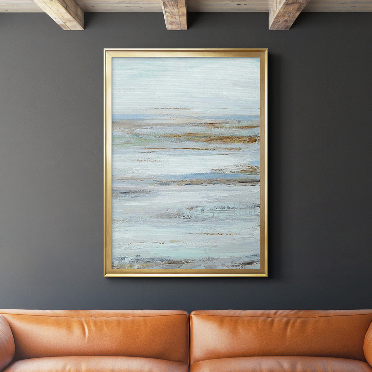 Muted Misty Marsh II - Modern Framed Canvas Print