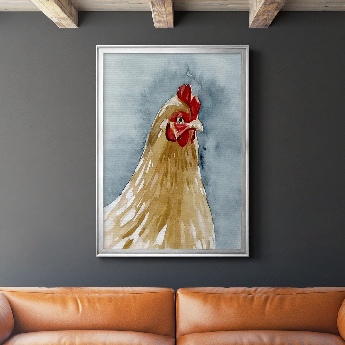 Chicken Portrait II - Modern Framed Canvas Print