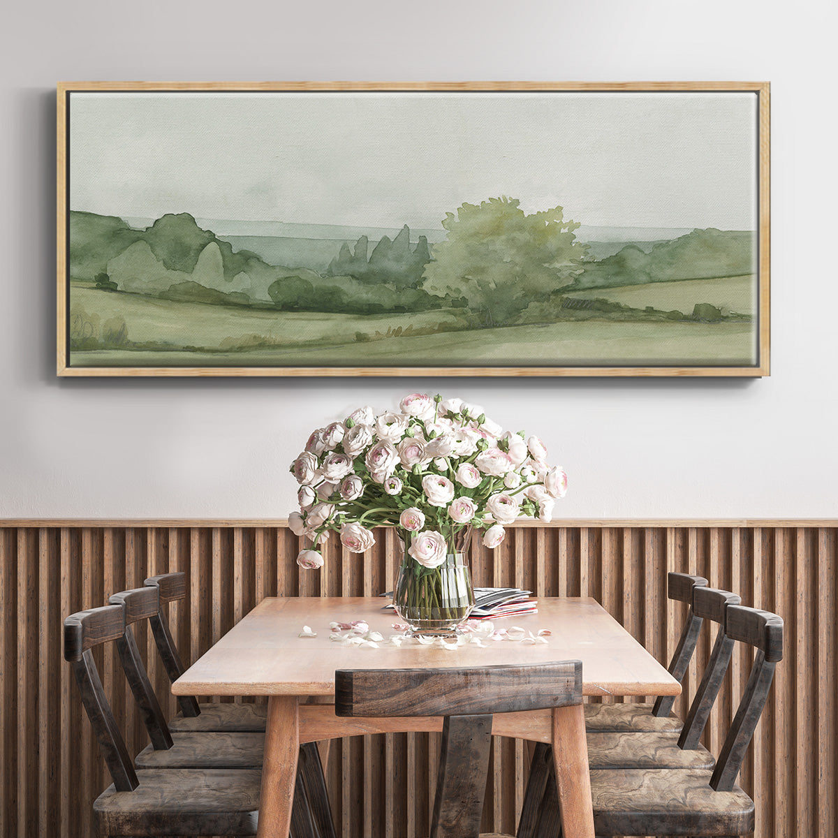 Vintage Landscape Sketch II - Floater Framed Canvas Print