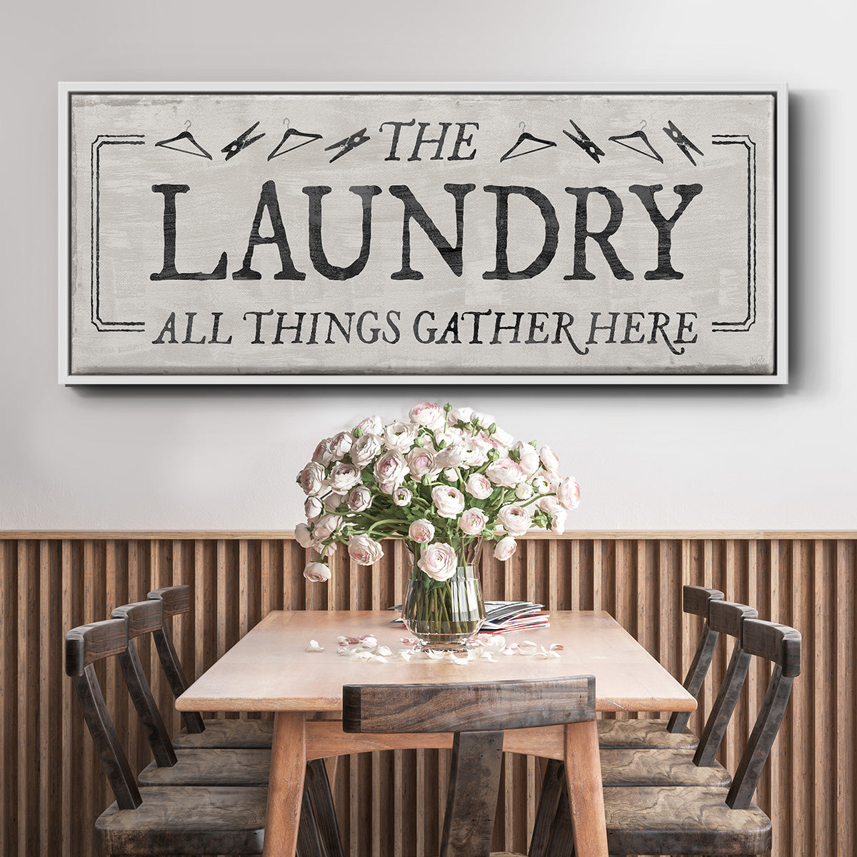 Laundry Gathers - Floater Framed Canvas Print