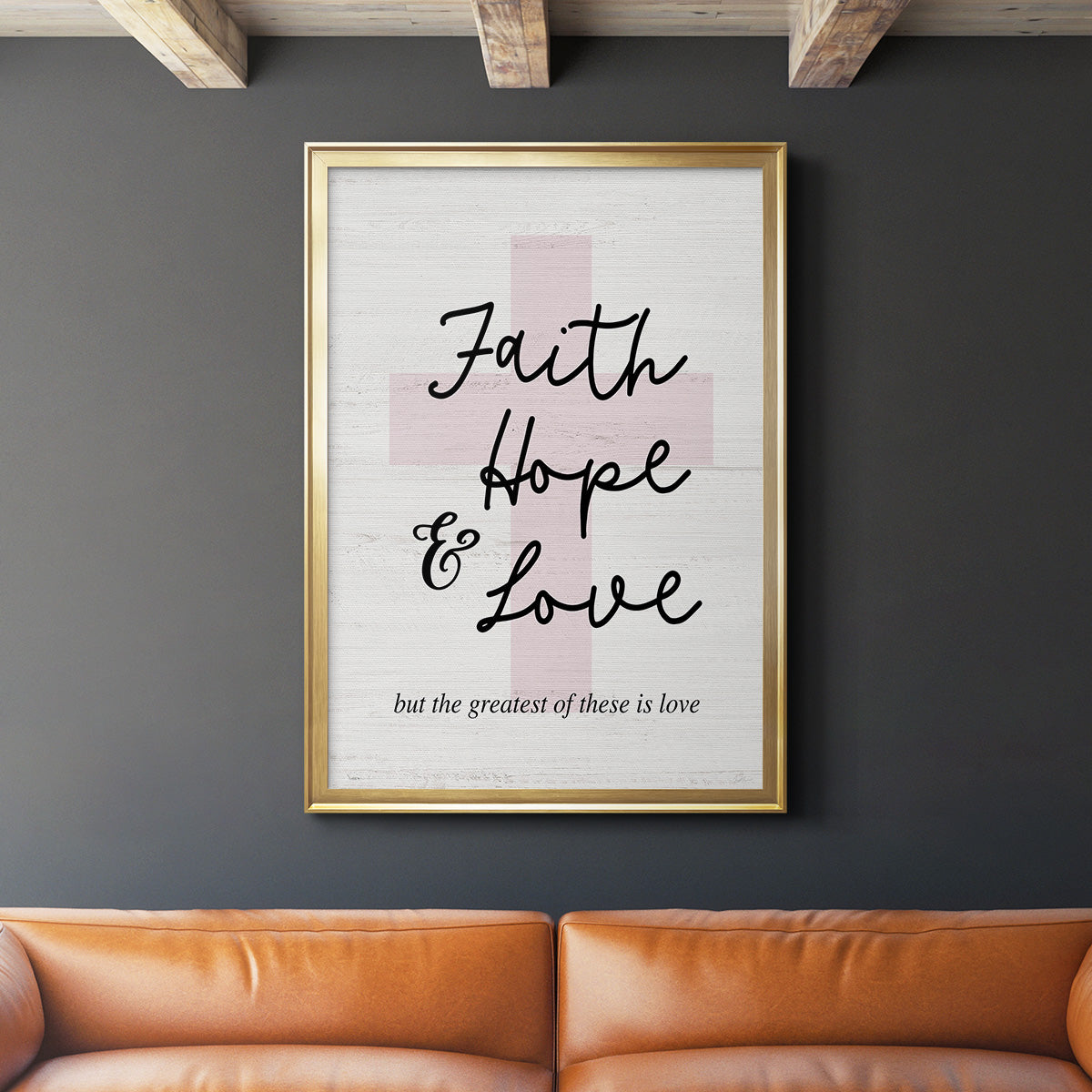 Faith Hope and Love Cross - Modern Framed Canvas Print