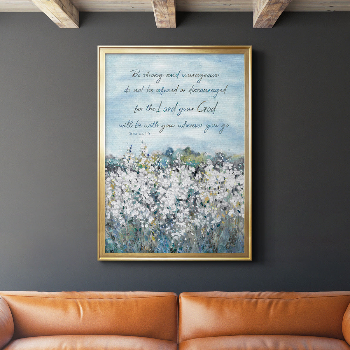 Be Strong Flower Field - Modern Framed Canvas Print